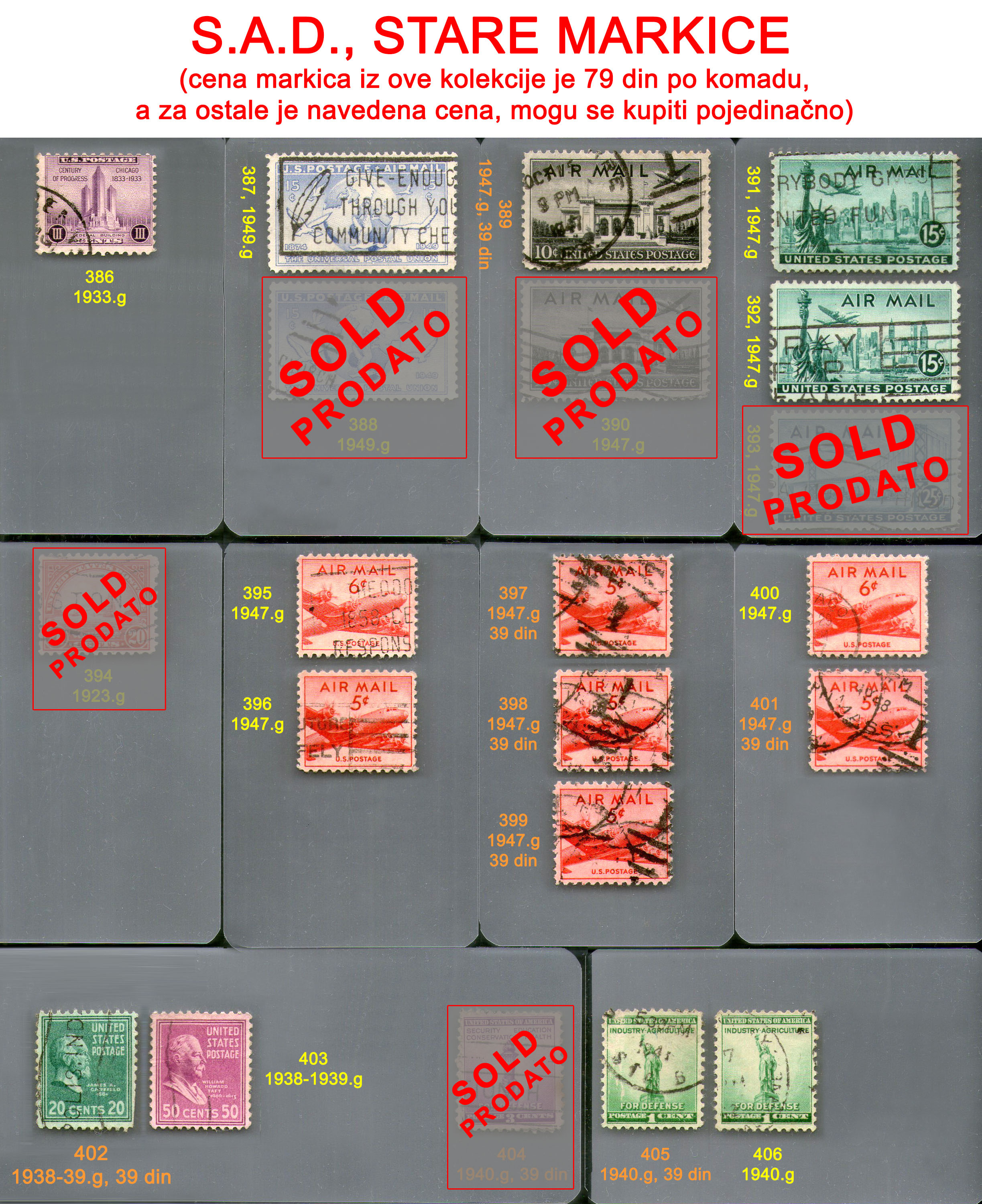 Stare potanske markice, Sjedinjene Amerike Drave