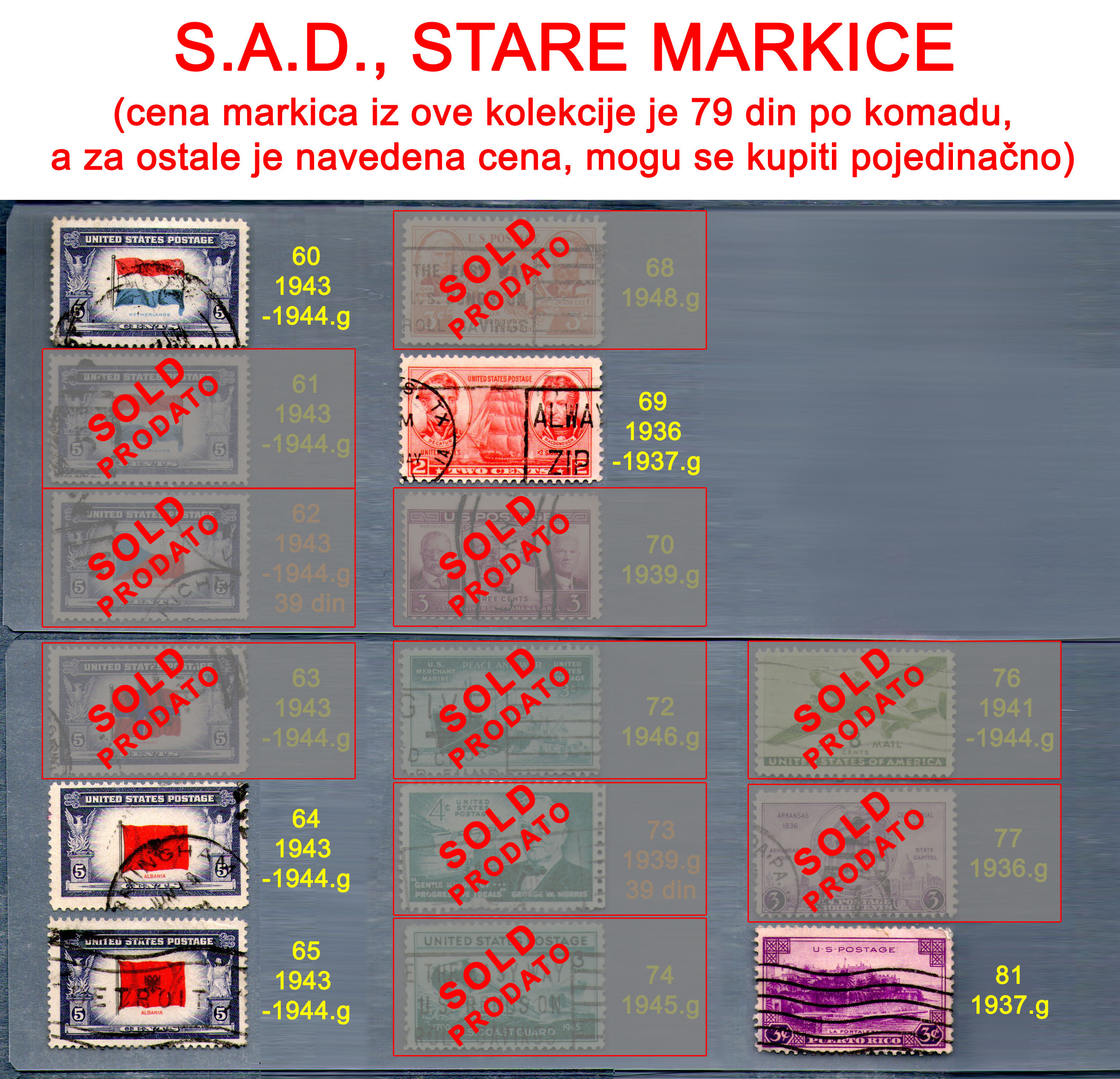 Stare potanske markice, Sjedinjene Amerike Drave